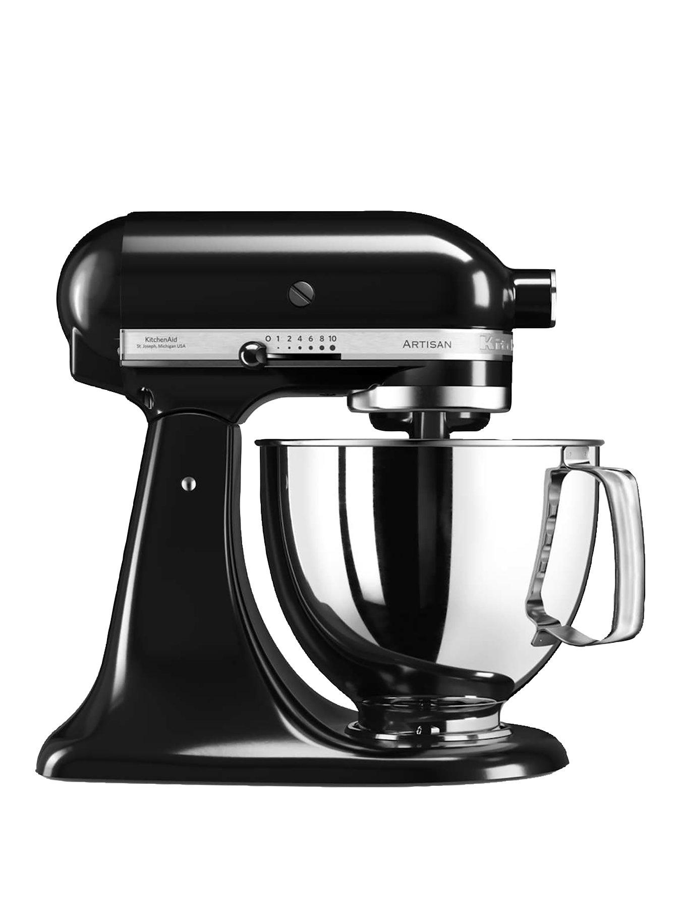 Product photograph of Kitchenaid Artisan 4 8-litre Tilt Head Stand Mixer - Black from very.co.uk