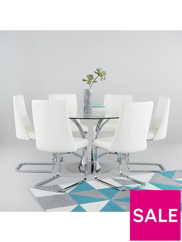 Alice 130 Cm Round Dining Table 6, White Round Dining Table 6 Chairs