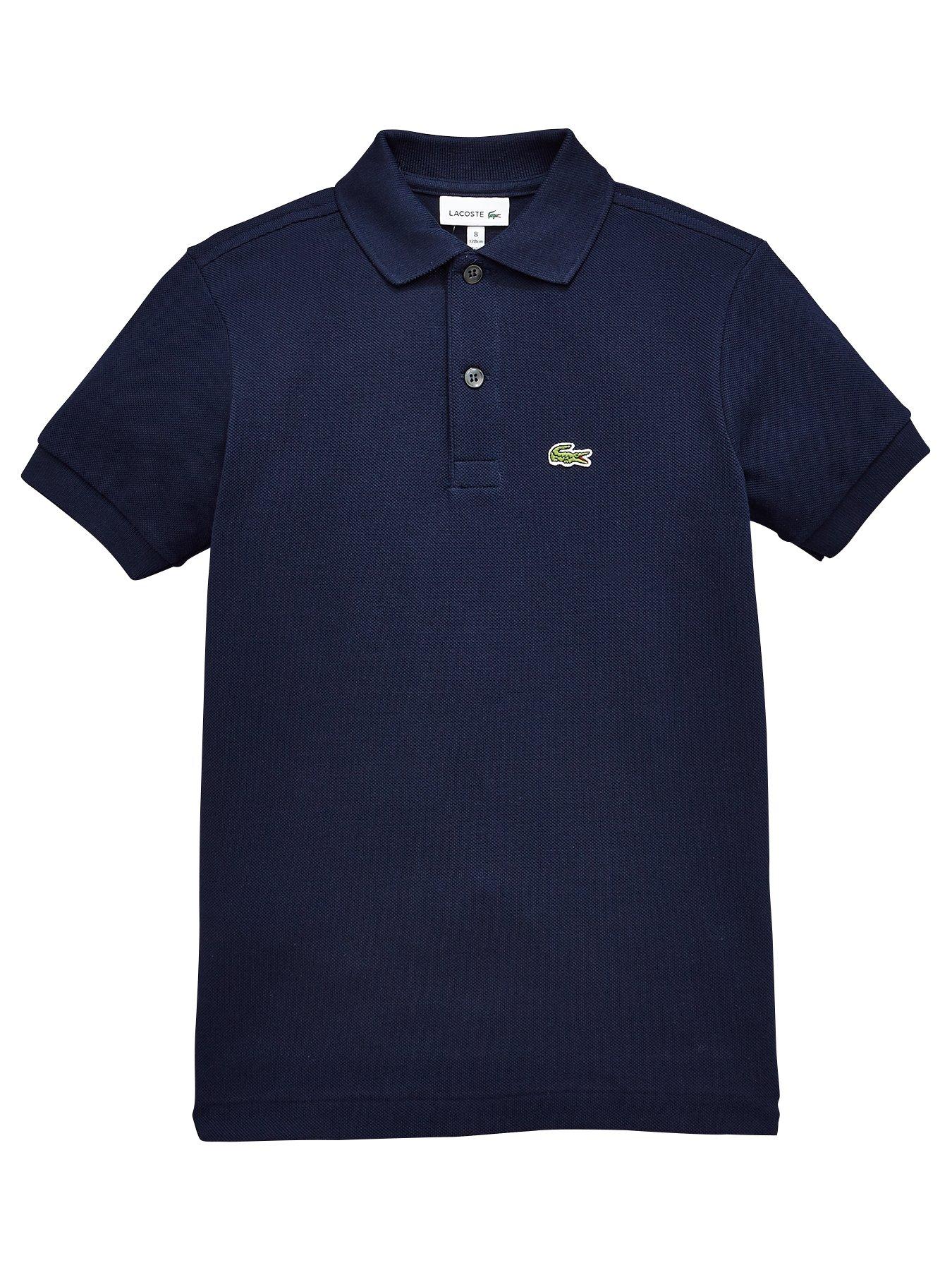 Lacoste Boys Short Sleeved Classic Pique Polo Shirt Navy Very