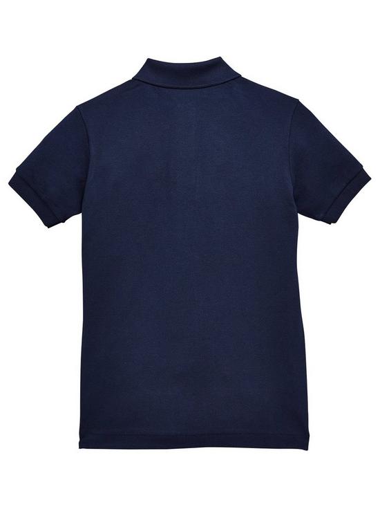 back image of lacoste-boys-short-sleeved-classic-pique-polo-shirt-navy