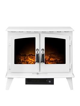Product photograph of Adam Fires Fireplaces Woodhouse Electric Stove Fire In White from very.co.uk