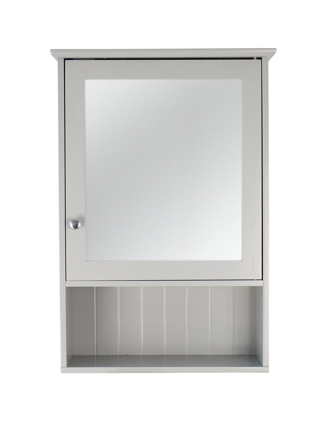 Product photograph of Lloyd Pascal Portland Mirrored Bathroom Wall Cabinet - Grey from very.co.uk