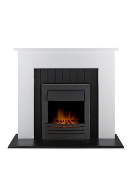 Adam Fires & Fireplaces Chessington Fireplace In White  Black With Eclipse Black Electric Fire