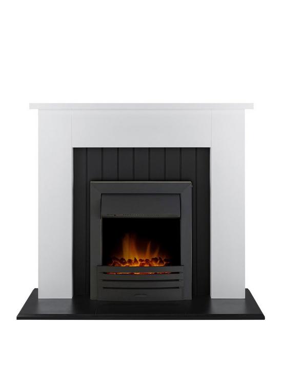 front image of adam-fires-fireplaces-chessington-fireplace-in-white-amp-black-with-eclipse-black-electric-fire