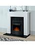  image of adam-fires-fireplaces-chessington-fireplace-in-white-amp-black-with-eclipse-black-electric-fire