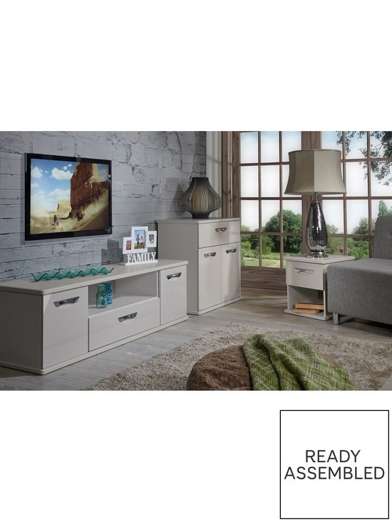 stillFront image of swift-neptune-ready-assembled-high-gloss-compact-sideboard-grey