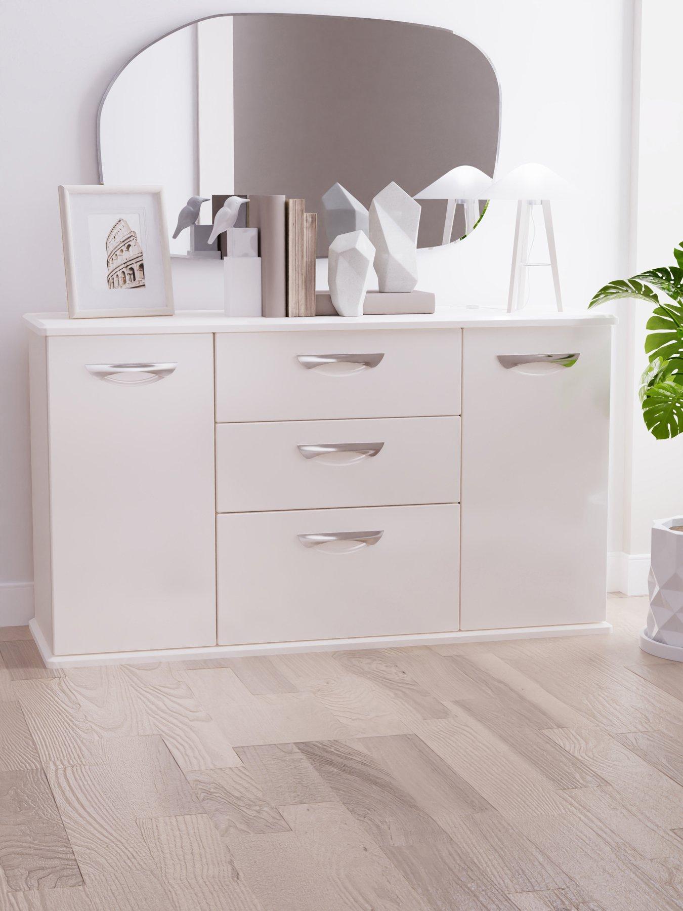 SWIFT Neptune Ready Assembled High Gloss Large Sideboard - Grey - FSC® Certified