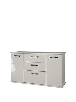 Product photograph of Swift Neptune Ready Assembled High Gloss Large Sideboard - Grey from very.co.uk