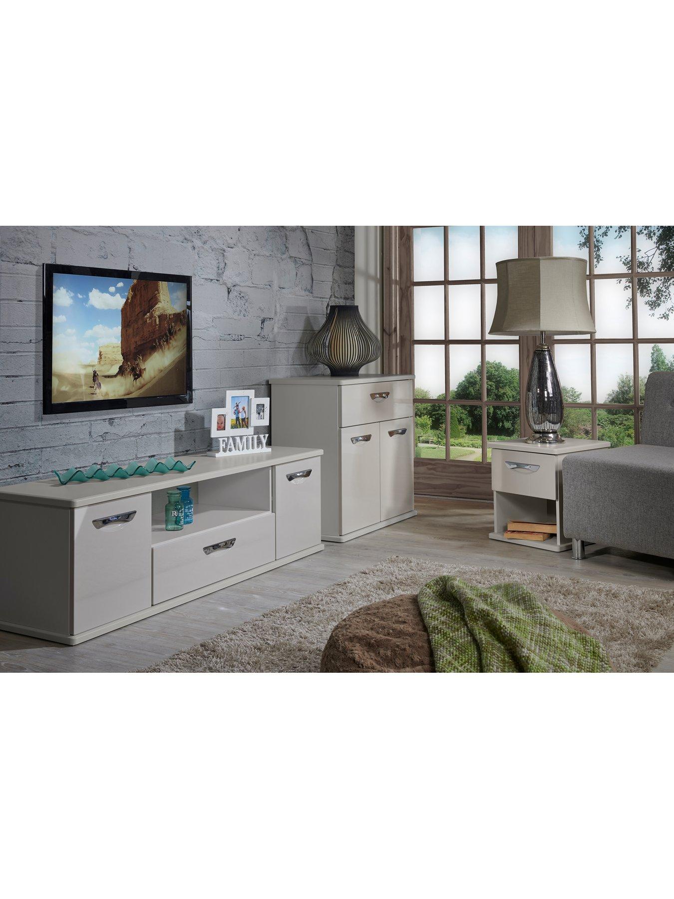 Ready assembled grey gloss outlet sideboard