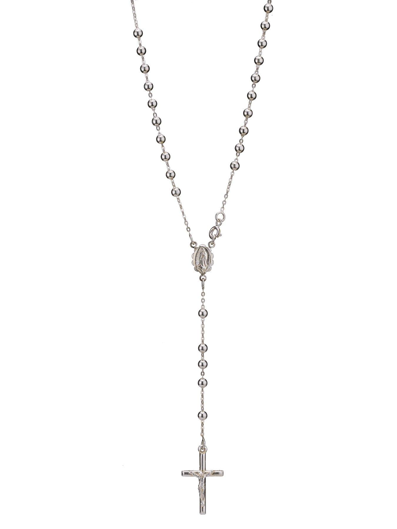 Product photograph of The Love Silver Collection Sterling Silver Rosary Cross Pendant from very.co.uk