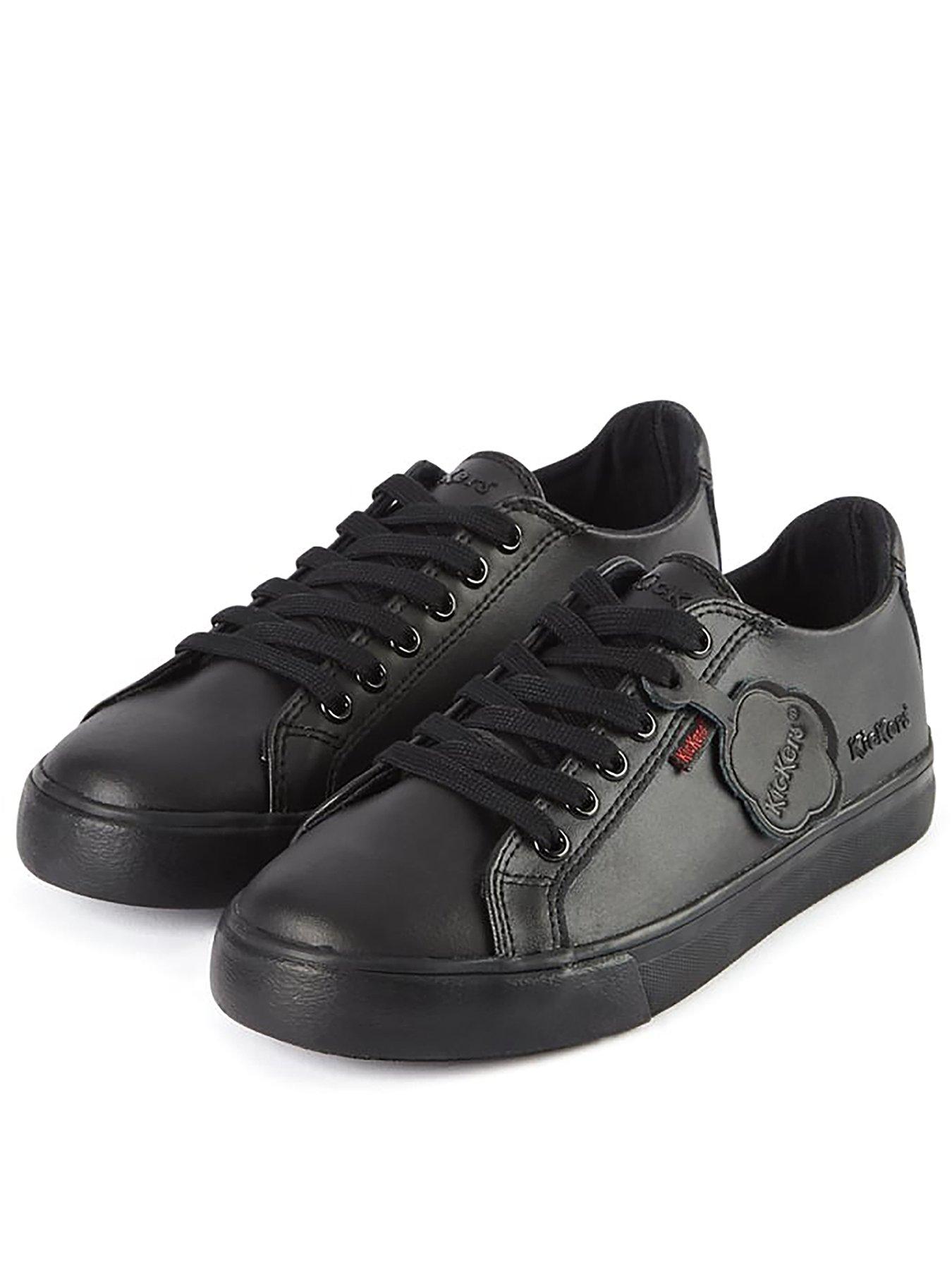 Kickers Tovni Leather Lace Plimsoll - Black | very.co.uk