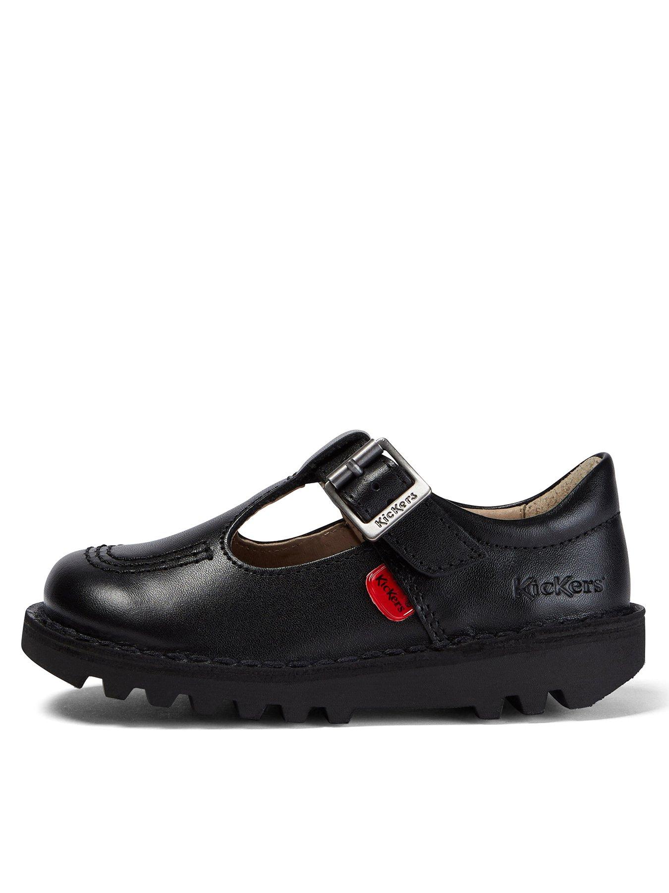 Kickers Kick T Bar Patent Leather Shoe - Black