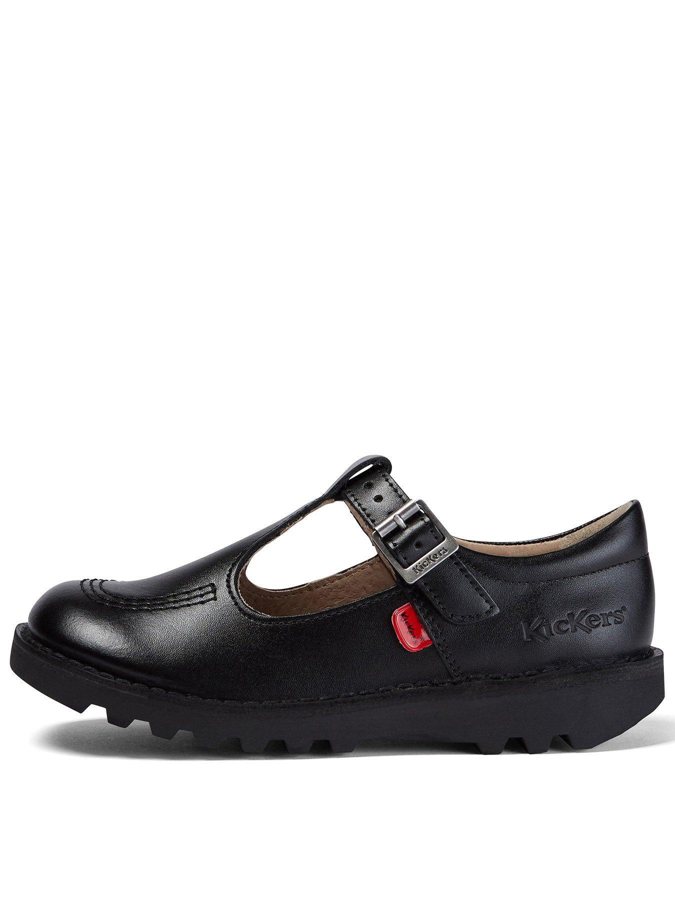 Kickers Kids Kick T Leather Shoes - Black 