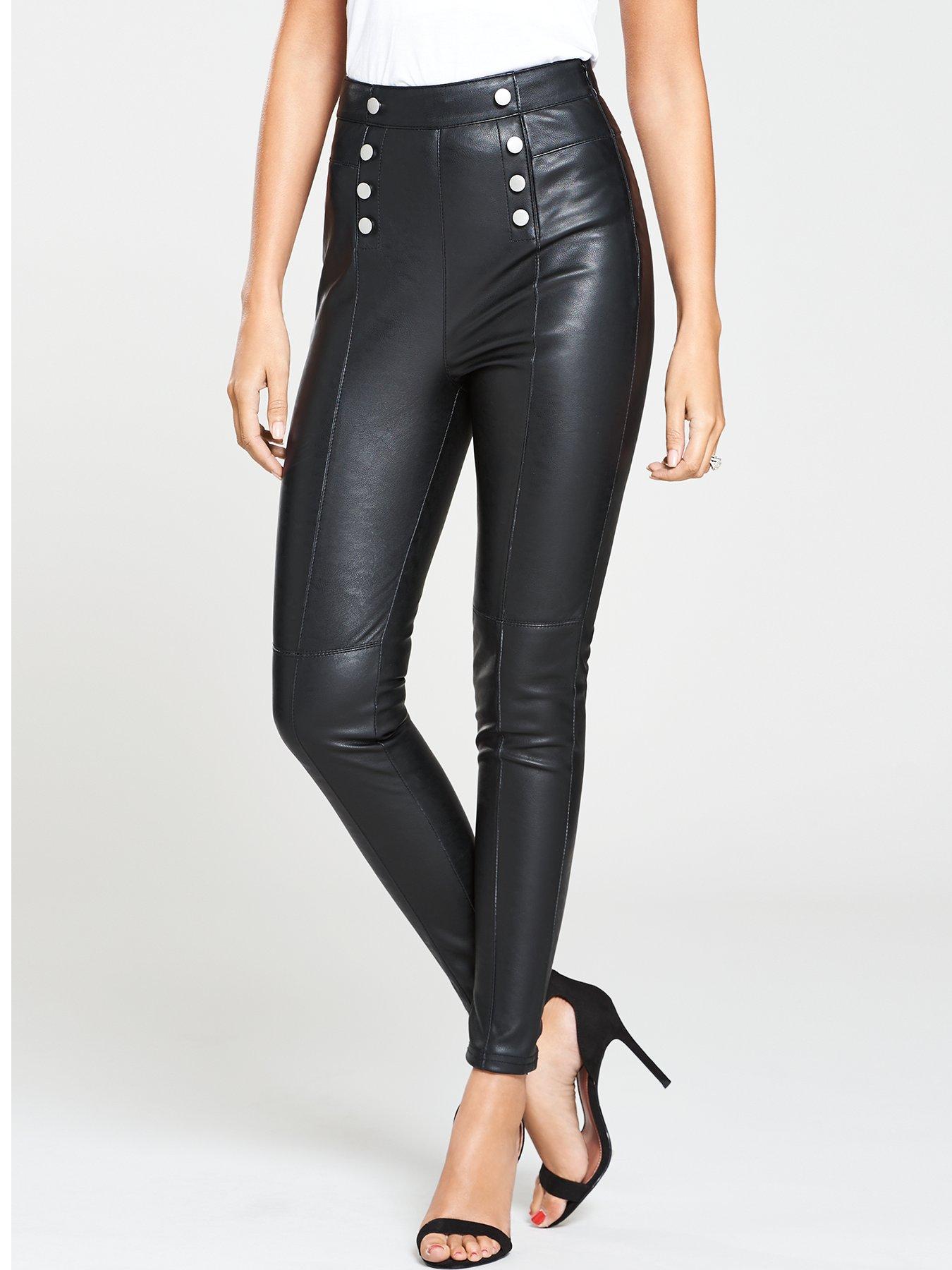 leather look trousers very