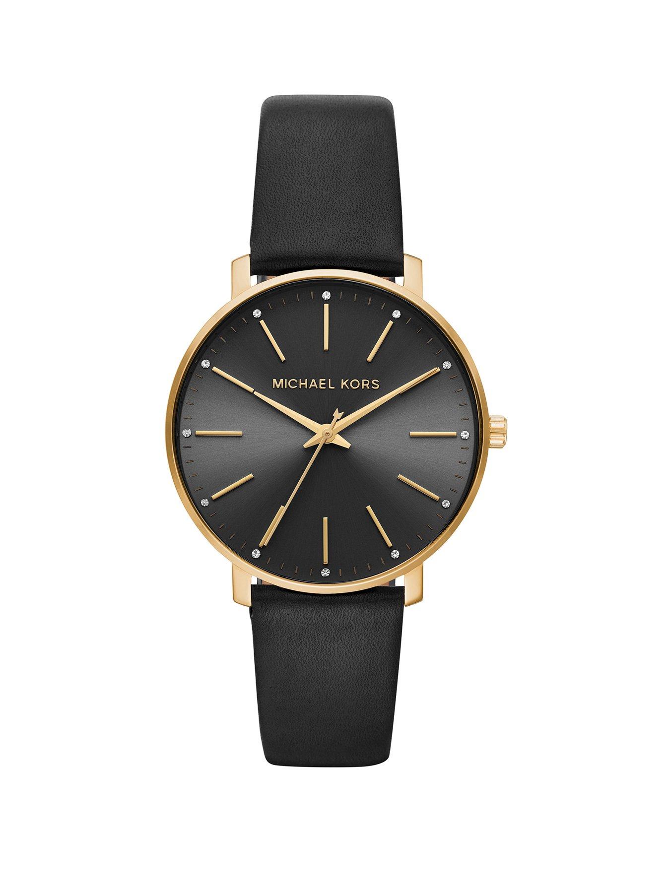 Jewellery & watches Pyper Gold Tone Black Leather Strap Ladies Watch