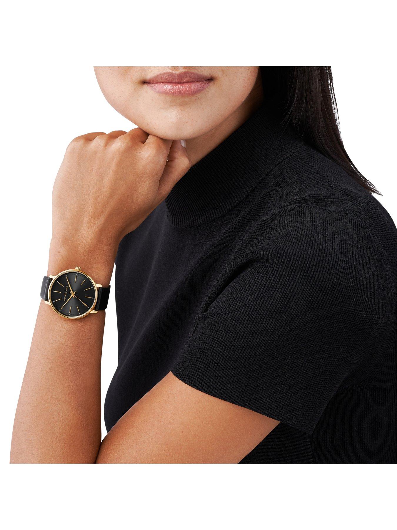 Michael kors ladies on sale leather watch