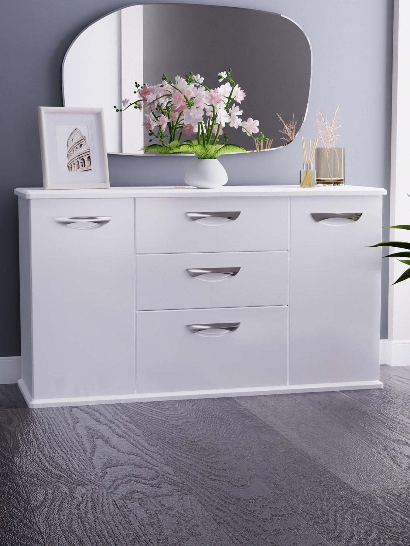 Swift Neptune Ready Assembled High Gloss Large Sideboard - White - Fsc Certified