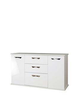 Product photograph of Swift Neptune Ready Assembled High Gloss Large Sideboard - White from very.co.uk