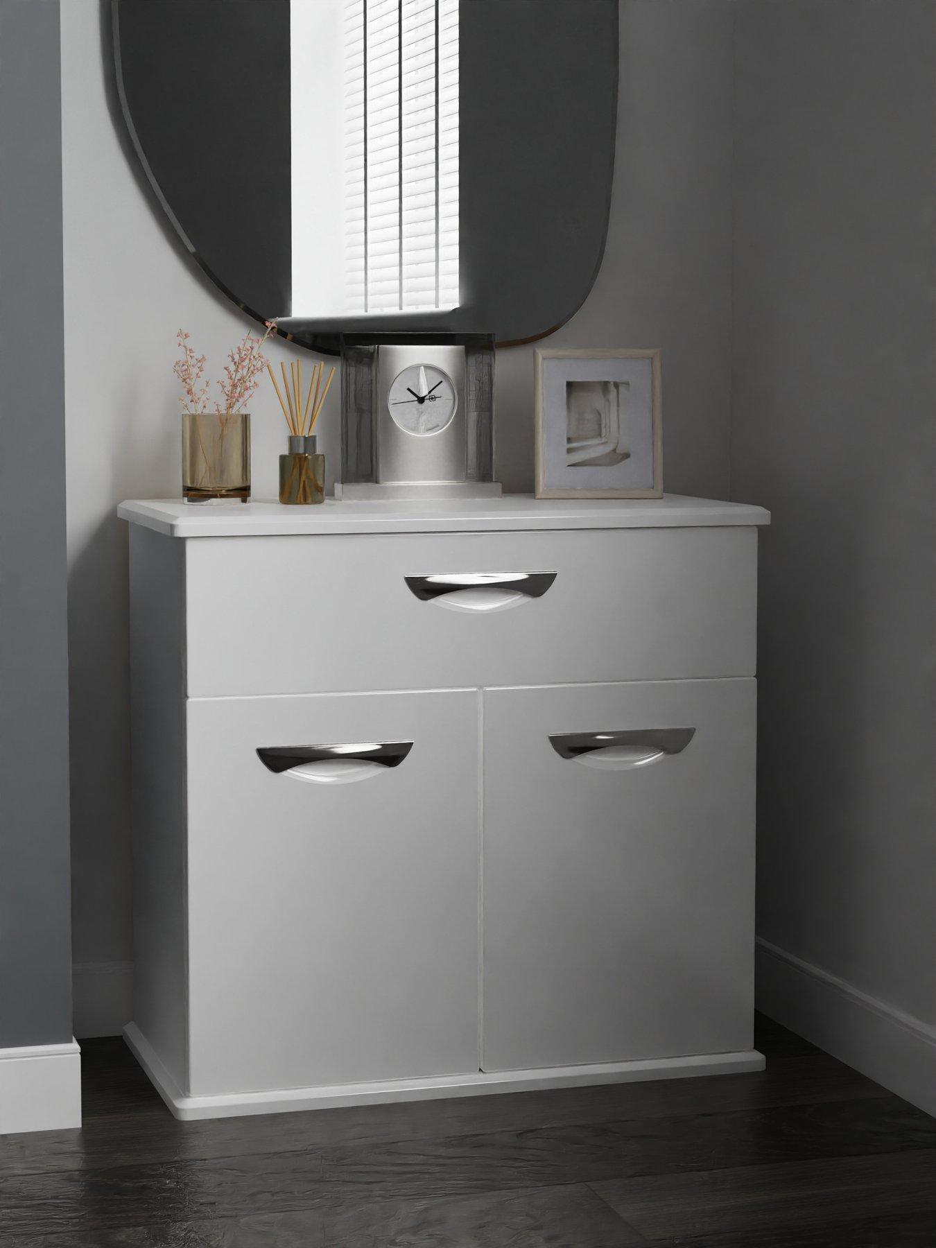SWIFT Neptune Ready Assembled High Gloss Compact Sideboard - White - FSC® Certified