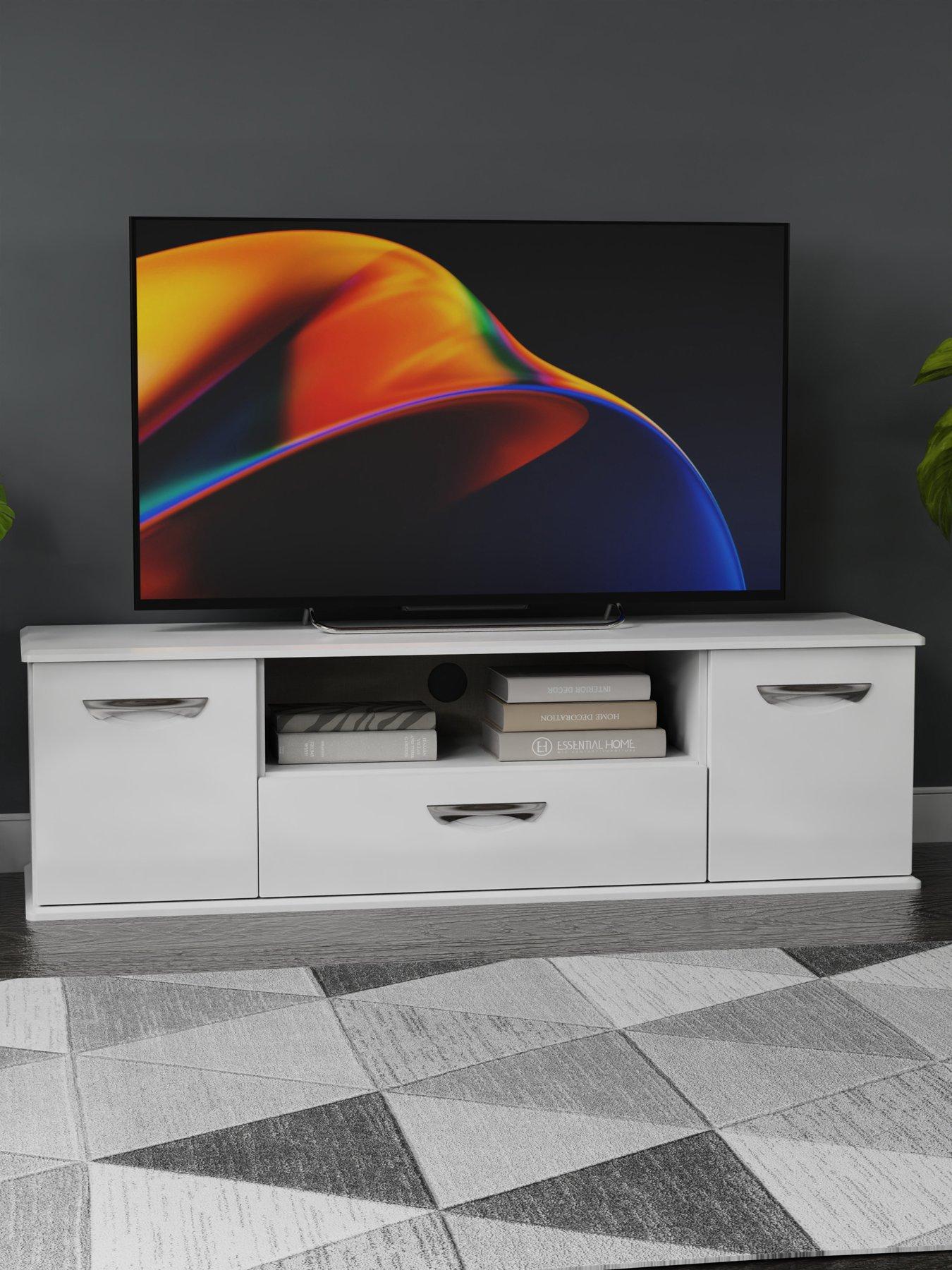 SWIFT Neptune Ready Assembled White High Gloss TV Unit - fits up to 65 inch TV - FSC® Certified