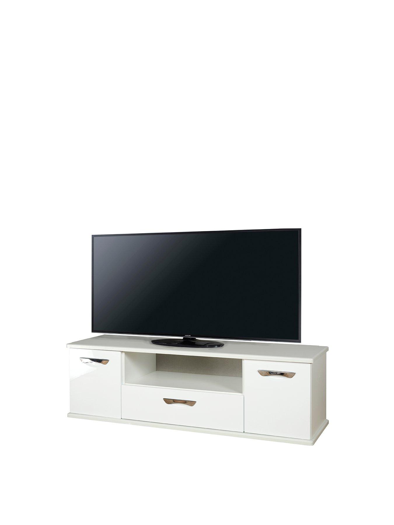 Swift Neptune Ready Assembled White High Gloss Tv Unit - Fits Up To 65 Inch Tv - Fsc Certified