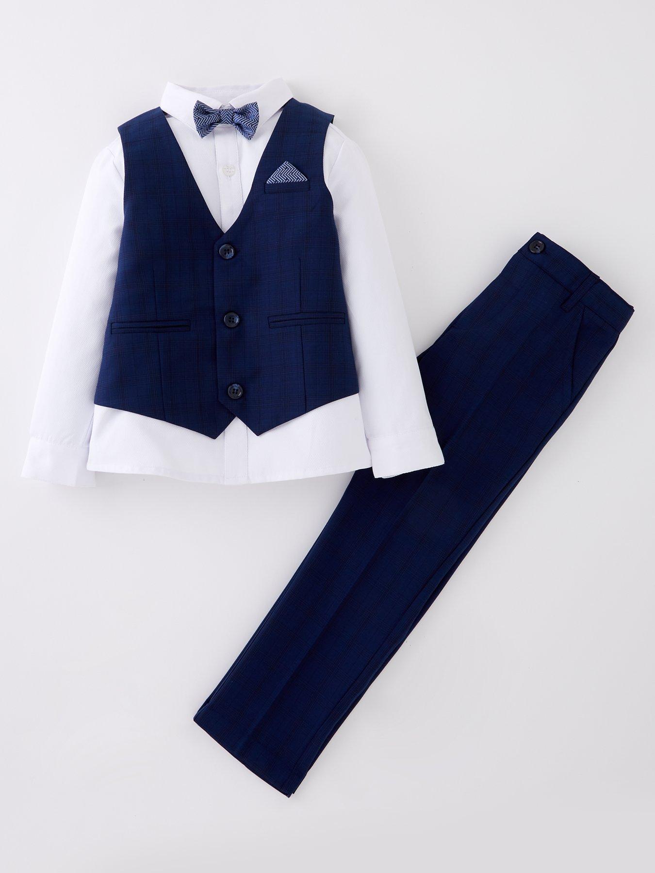 Mini V by Very Occasion Four Piece Suit Set - Navy | very.co.uk
