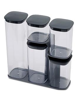 Product photograph of Joseph Joseph Podium 5-piece Storage Jar Set With Stand from very.co.uk