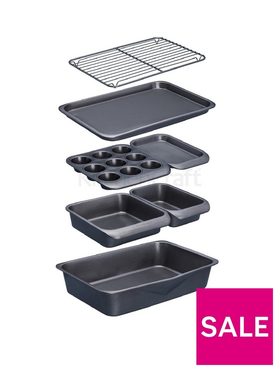 front image of masterclass-smart-space-7-piece-stackable-non-stick-bakeware-set