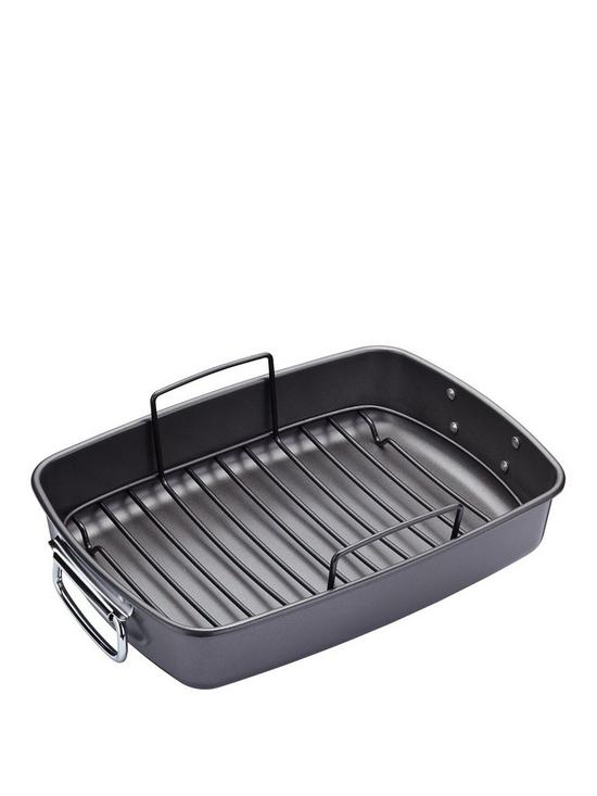front image of masterclass-large-non-stick-roasting-tray-with-rack