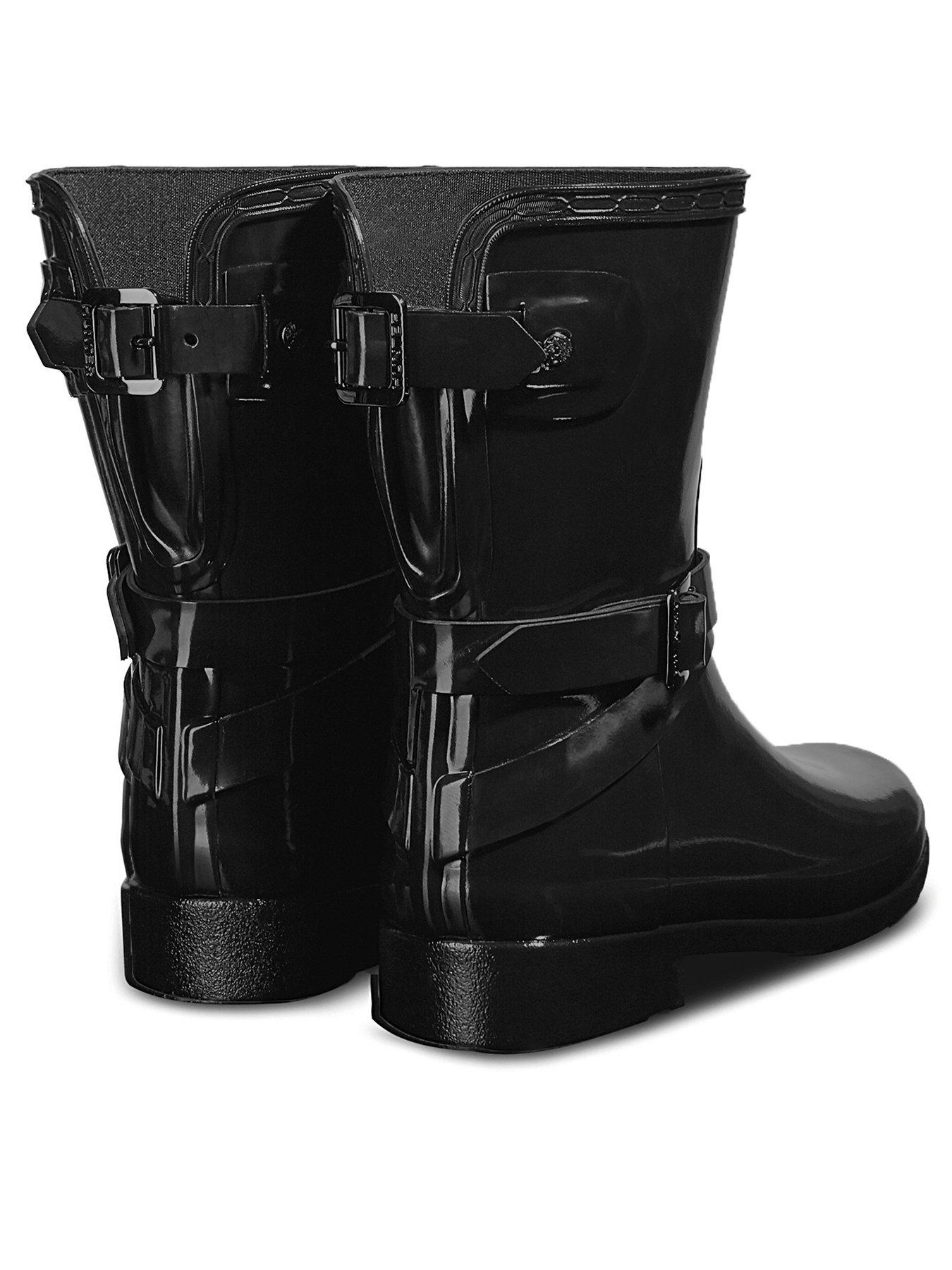 hunter original refined back strap black wellington boots