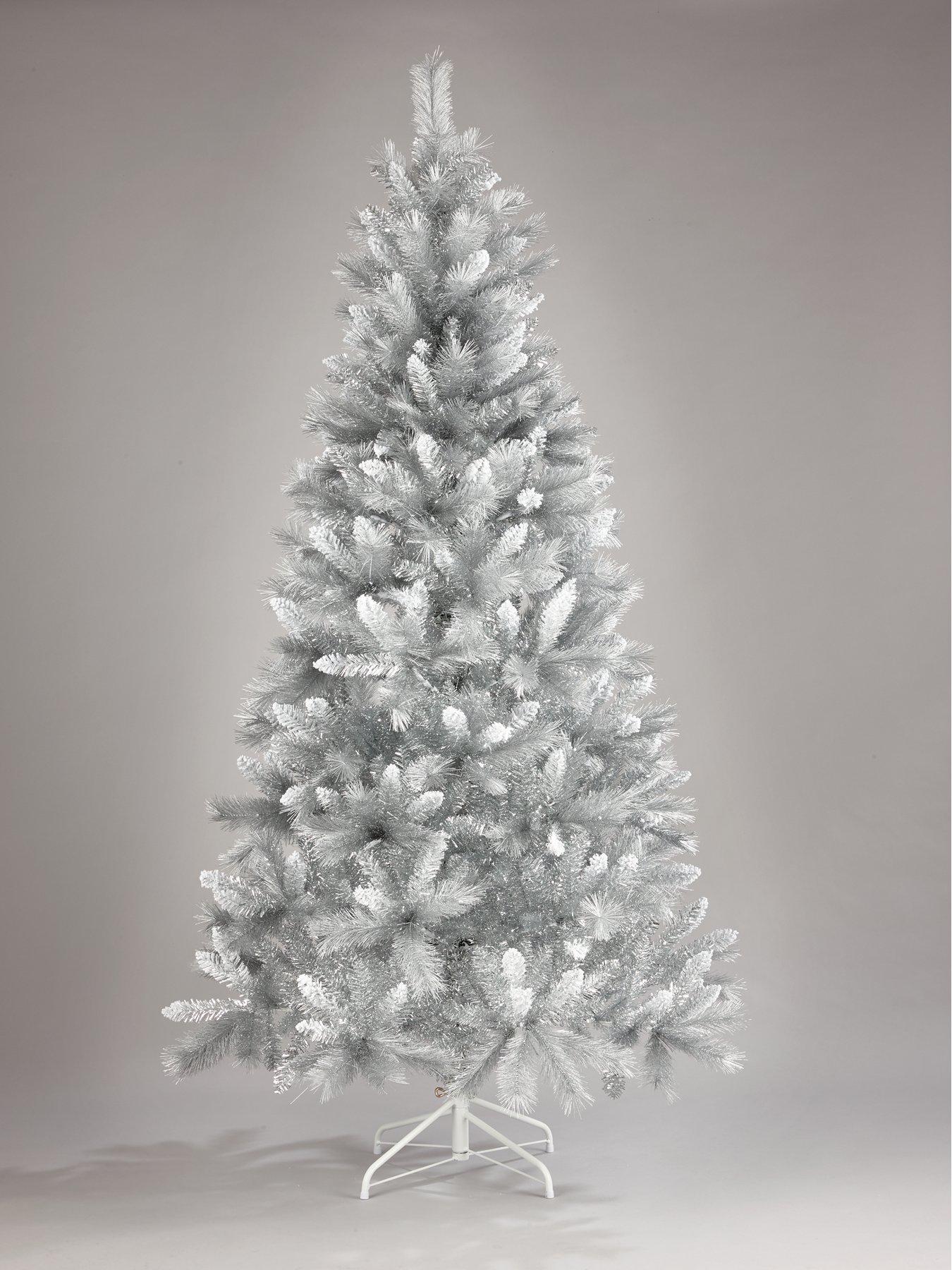 Product photograph of Very Home 7ft Silver Grey Sparkle Christmas Tree With Frosted Tips from very.co.uk