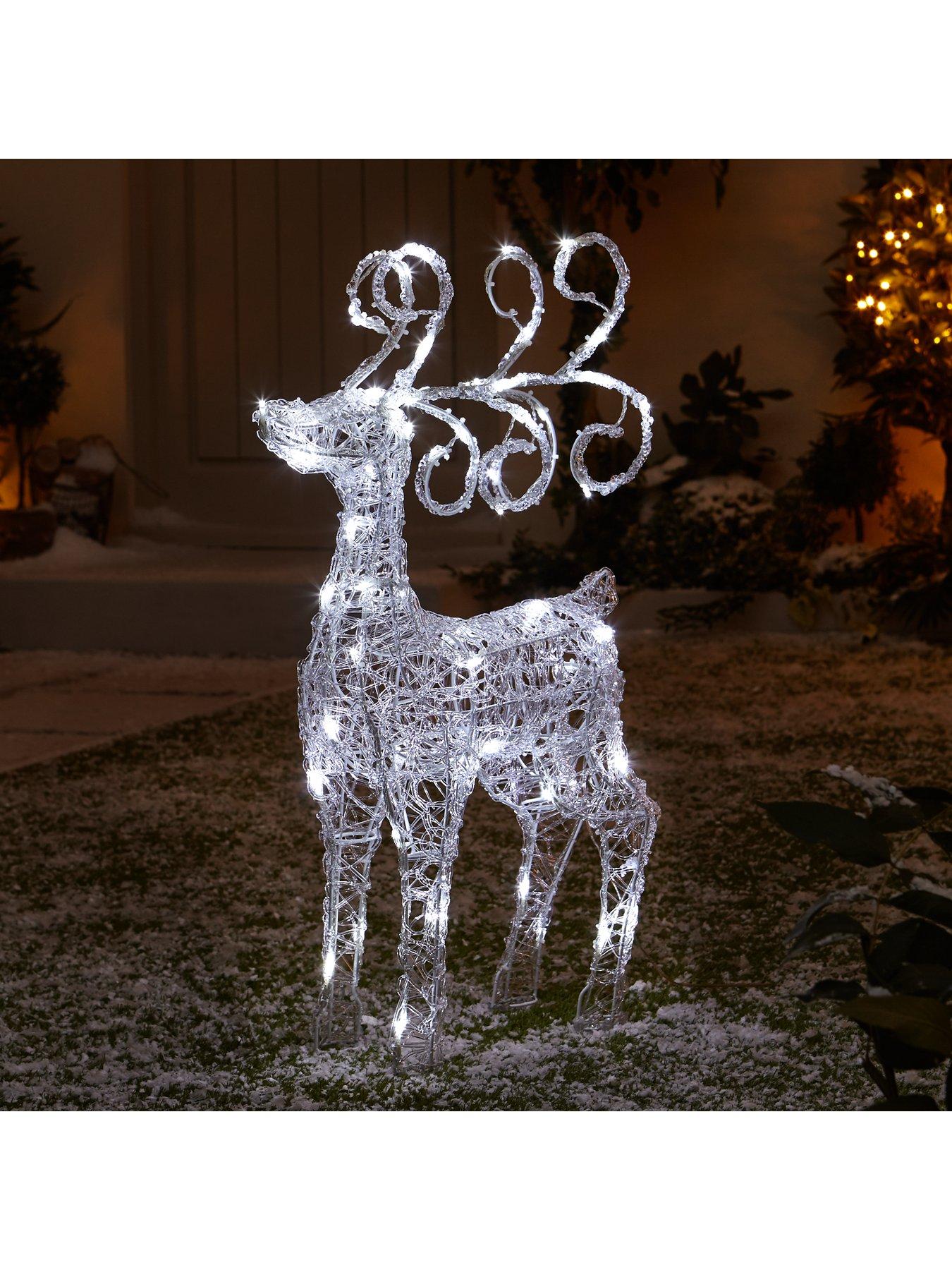 undefined Spun Acrylic Light Up Standing Reindeer Outdoor Christmas Decoration