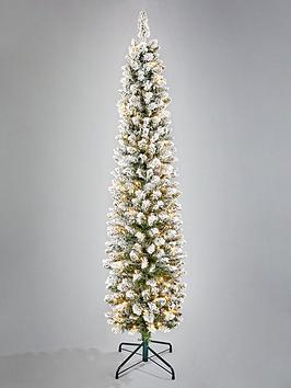 Product photograph of Very Home 6ft Flocked Emperor Pre Lit Pencil Christmas Tree from very.co.uk