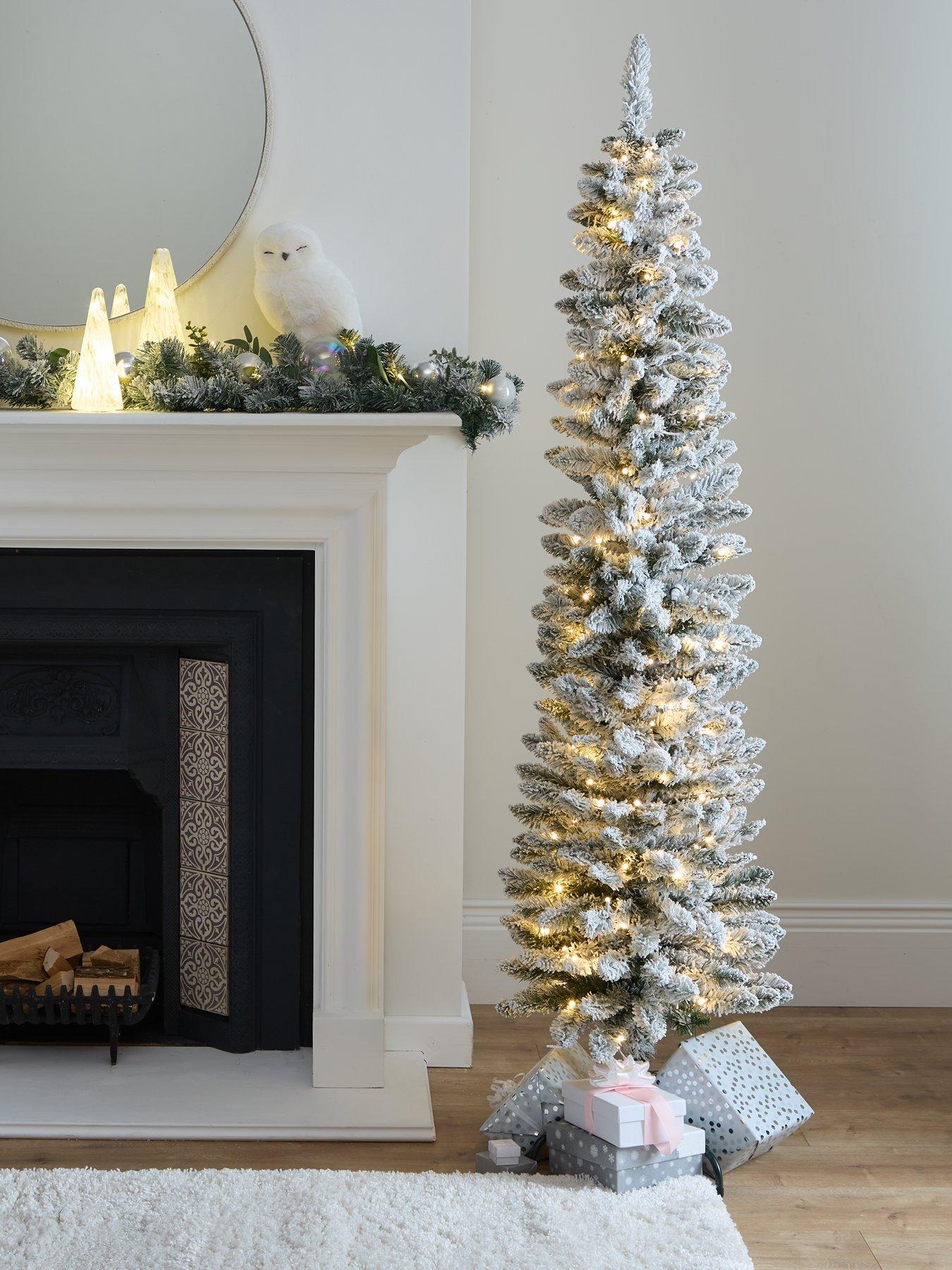 Image 1 of 4 of Very Home 6ft Flocked Emperor Pre Lit Pencil Christmas Tree