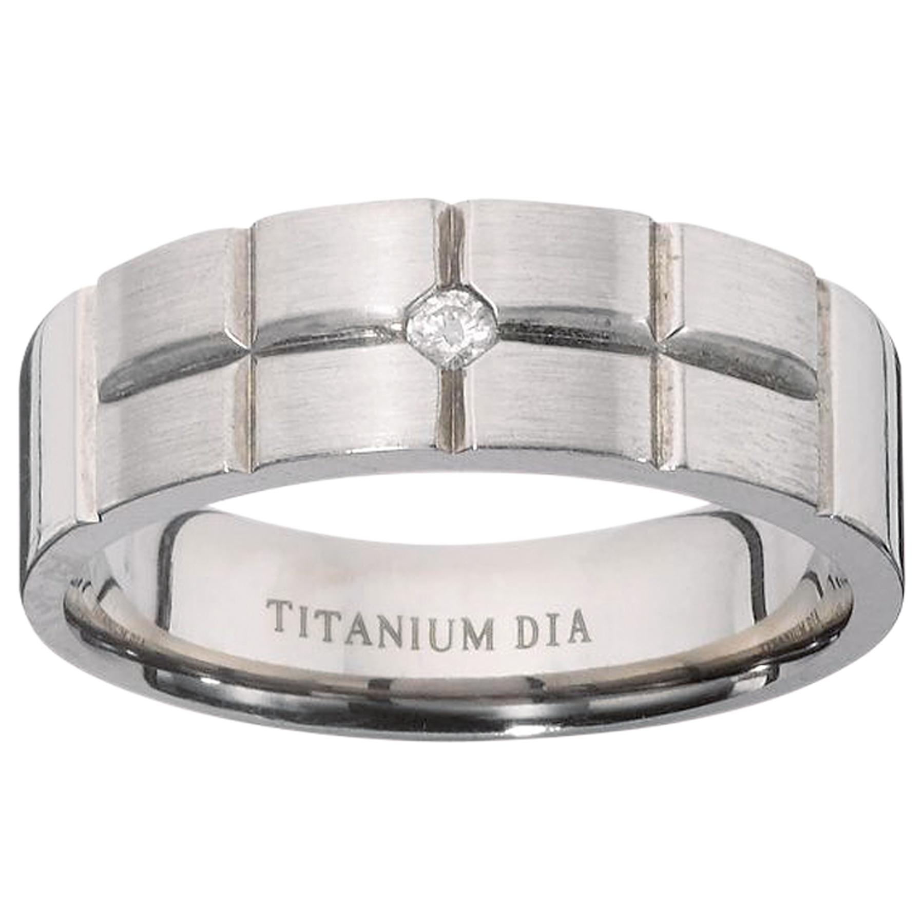 Titanium Diamond-set Fancy Cut Mens Ring