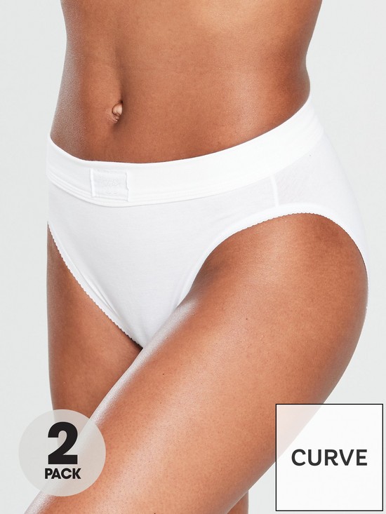 front image of sloggi-2-pack-double-comfort-tai-briefs-whitenbsp