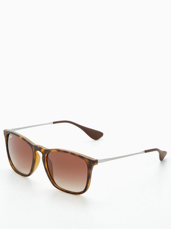 front image of ray-ban-chris-square-sunglasses-rubber-havana
