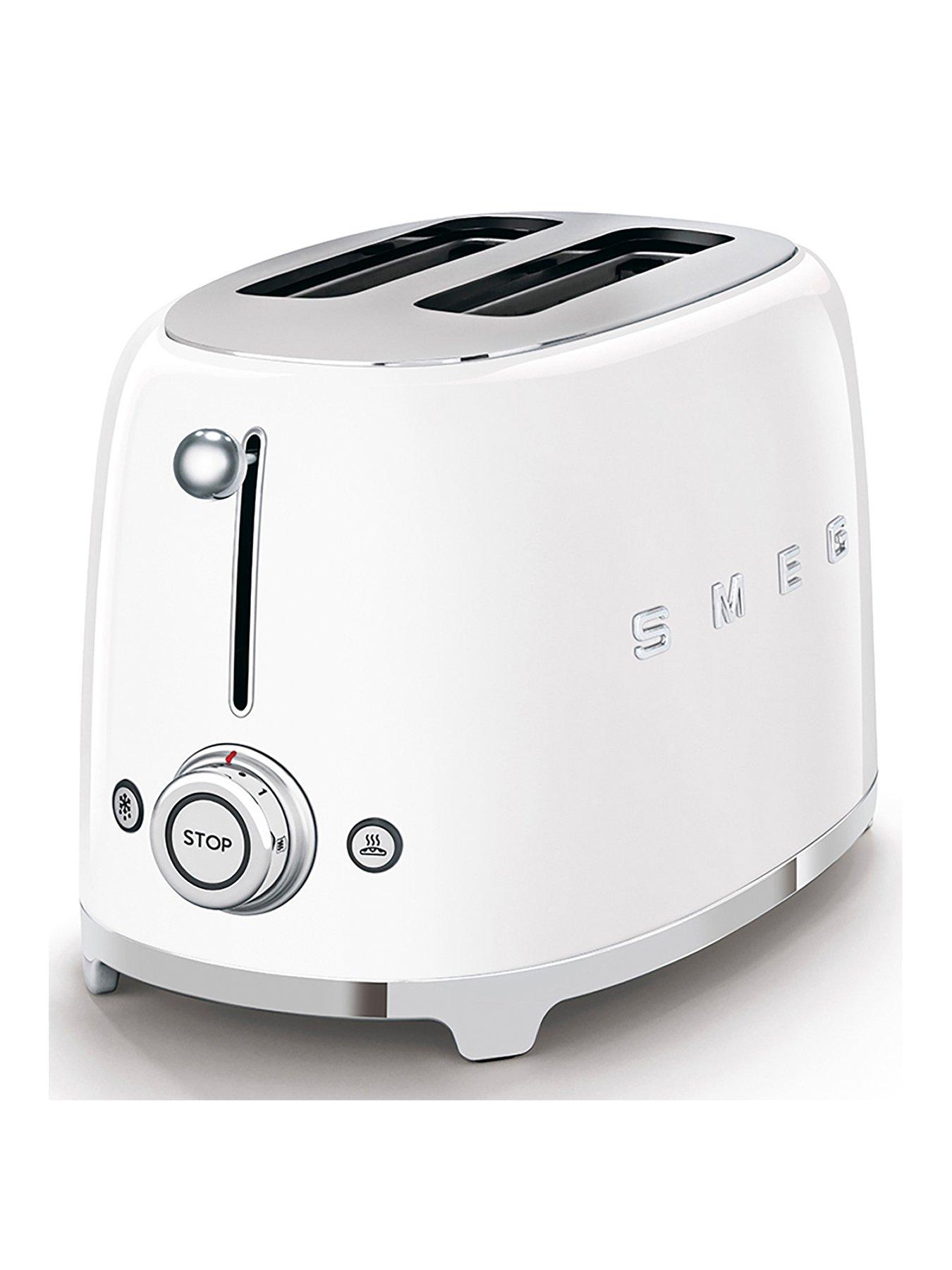 Product photograph of Smeg Tsf01 Retro Style 2 Slice Toaster 950w - White from very.co.uk