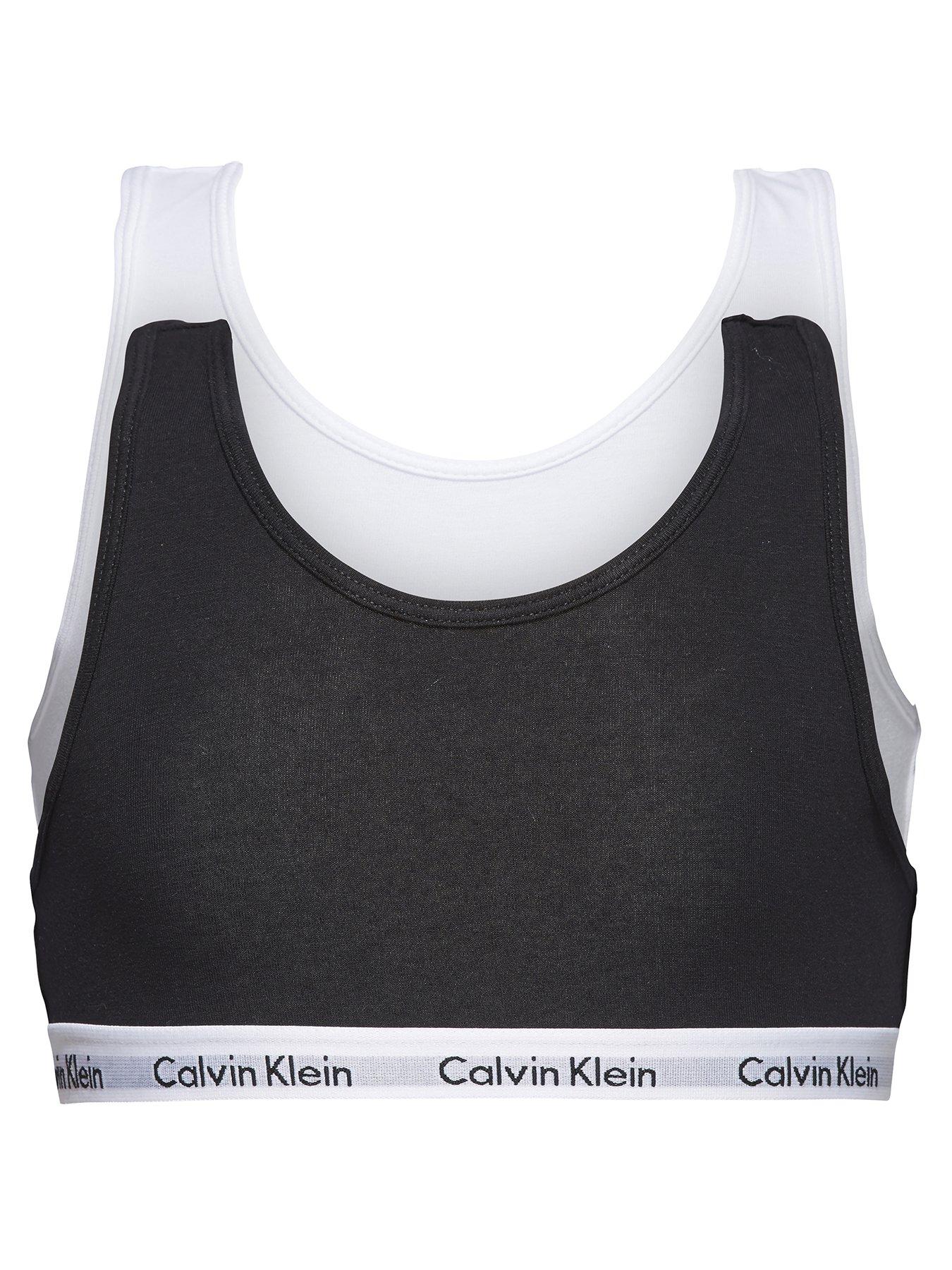 Calvin Klein Girls 2 Pack Bralettes - White/Black 