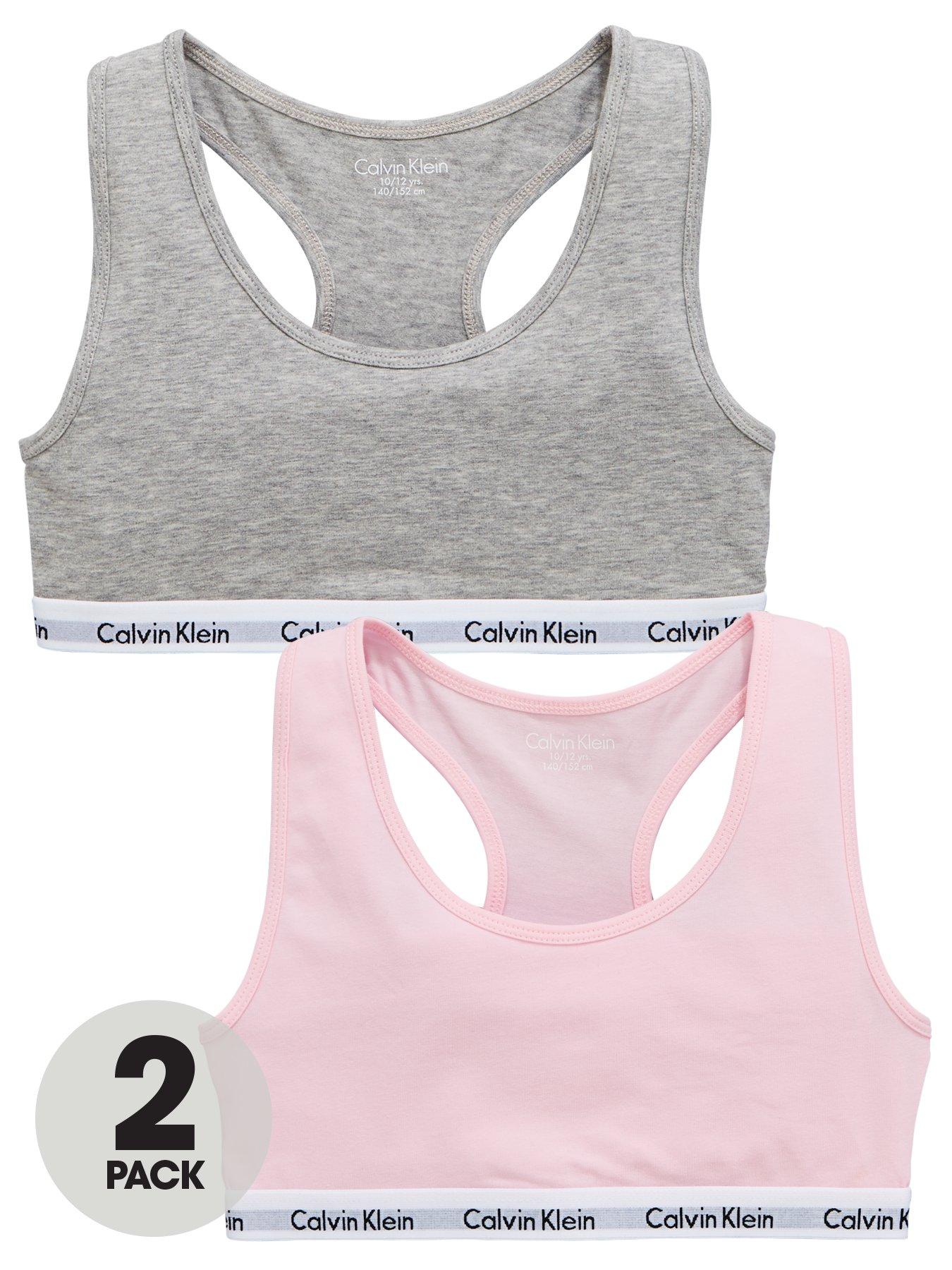 Calvin Klein Girls 2 Pack Bralettes - Grey/Pink