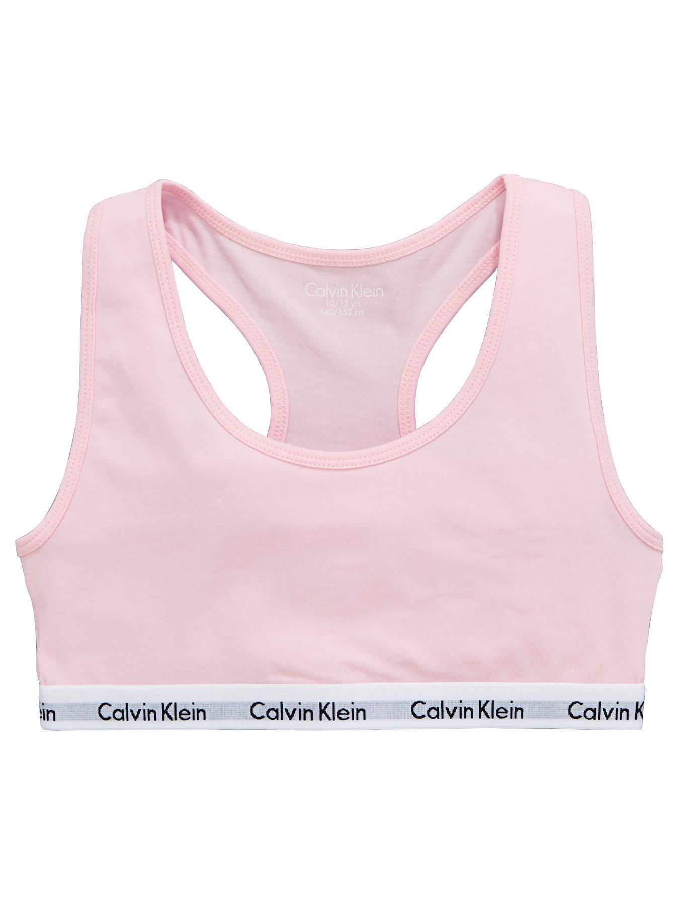  Calvin Klein Big Girls' 2 Pack Crop Bra with Logo Elastic,  Grey, Small/6/7: Clothing, Shoes & Jewelry