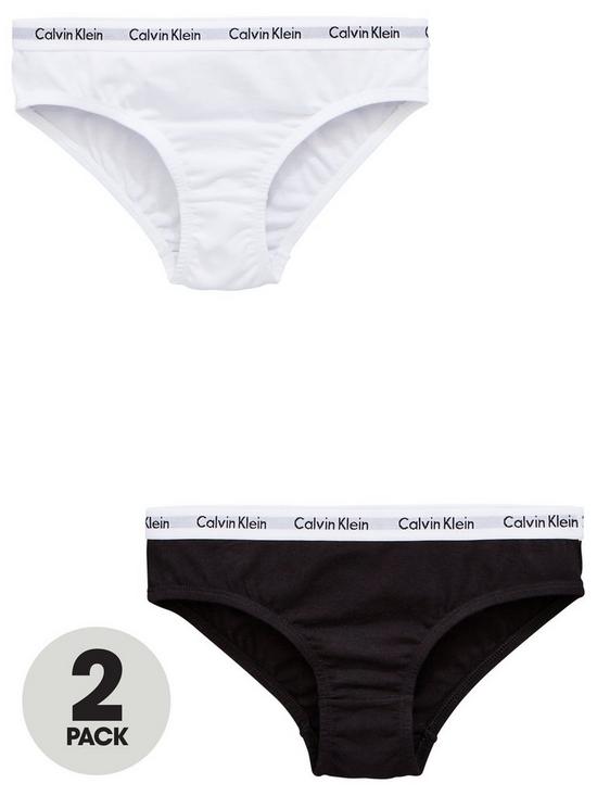 front image of calvin-klein-girls-2-pack-bikini-briefs-whiteblack