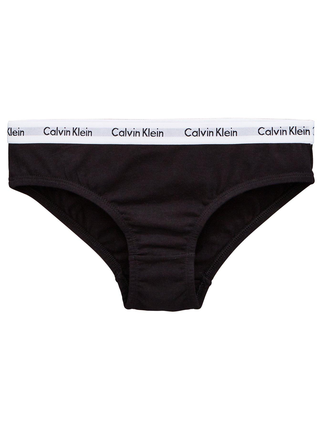 Calvin Klein Girls 2 Pack Bikini Briefs - White/Black | very.co.uk