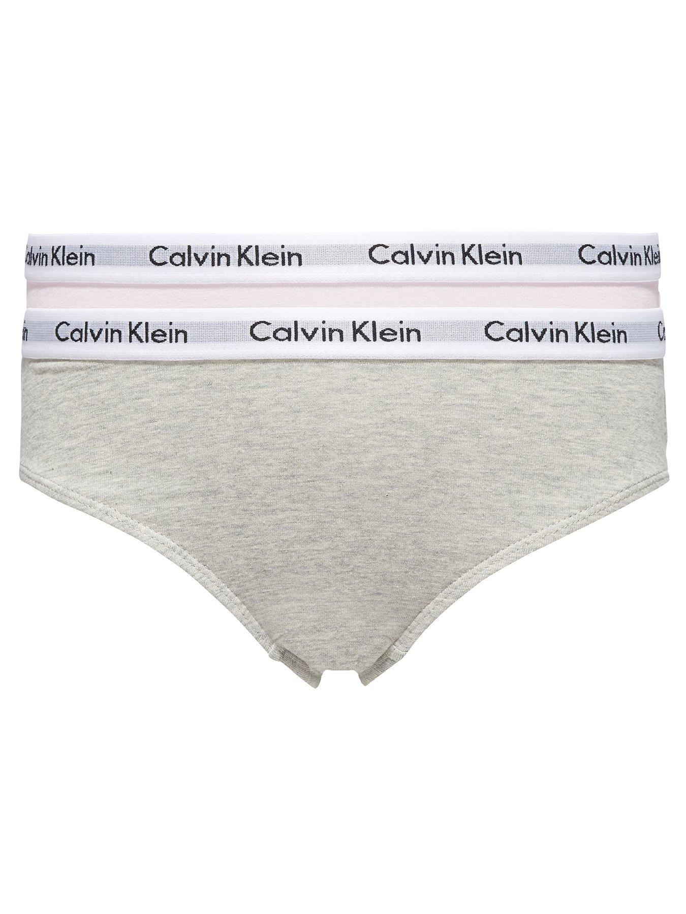 Calvin Klein Girls 2 Pack Bikini Briefs - Grey/Pink