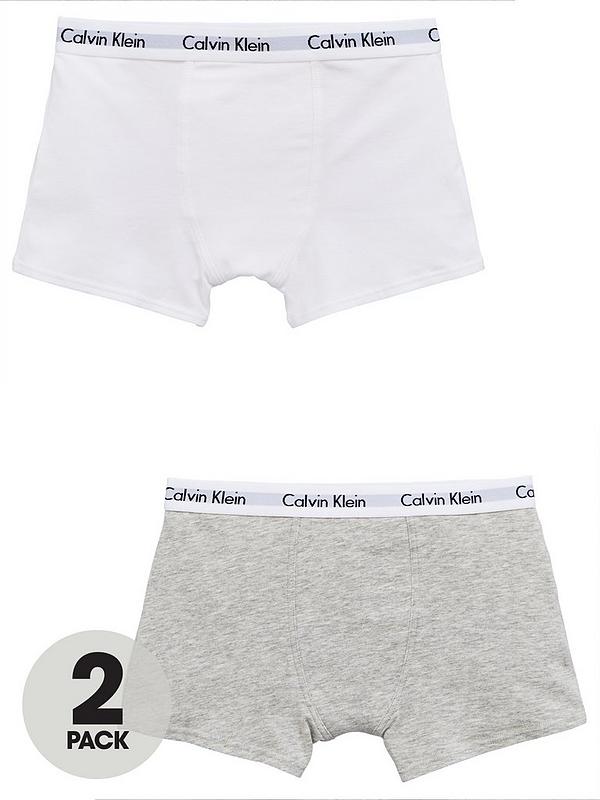 Calvin Klein Boys 2 Pack Trunks - White/Grey 