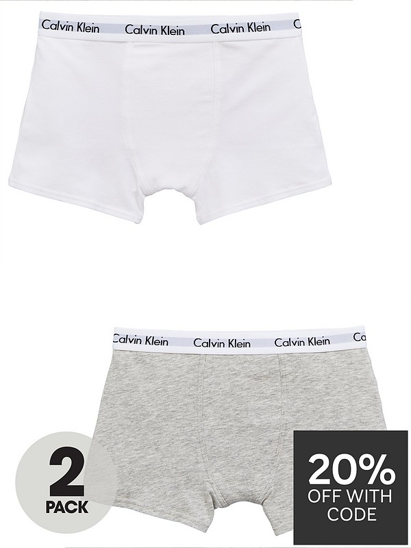 Calvin Klein Boys White & Black Logo Boxer Shorts ( 2-Pack
