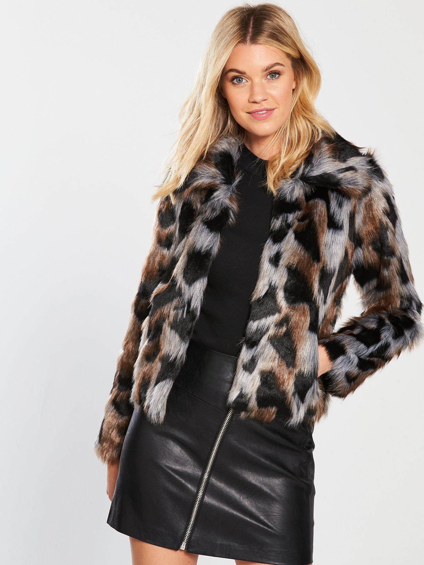 short black faux fur jacket uk