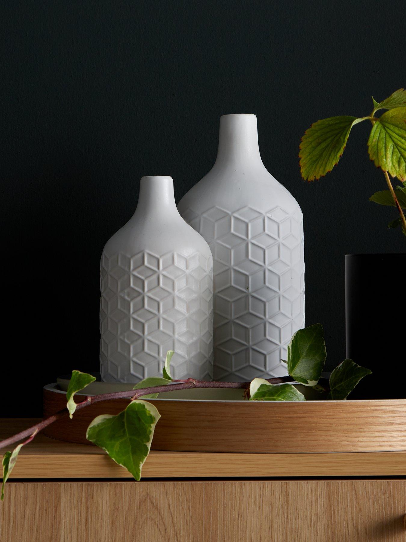 undefined Set Of 2 Matt White Vases