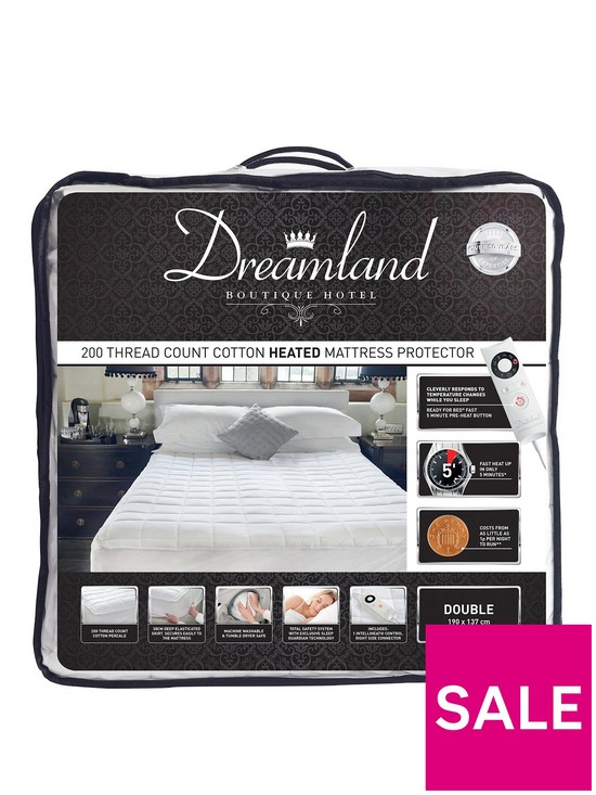 front image of dreamland-boutique-hotel-200tc-cotton-heated-mattress-protector-db
