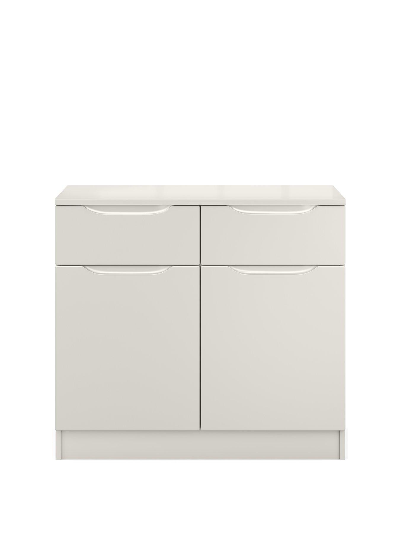 One Call Bilbao Ready Assembled Compact High Gloss Sideboard - Grey